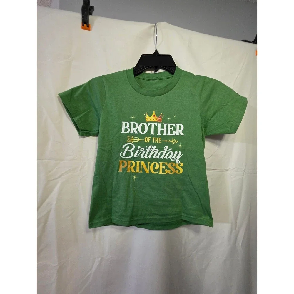 Boys 2T Green T-Shirt Brother of the Birthday Princess Graphic Tee
